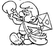 coloriage schtroumpf facteur